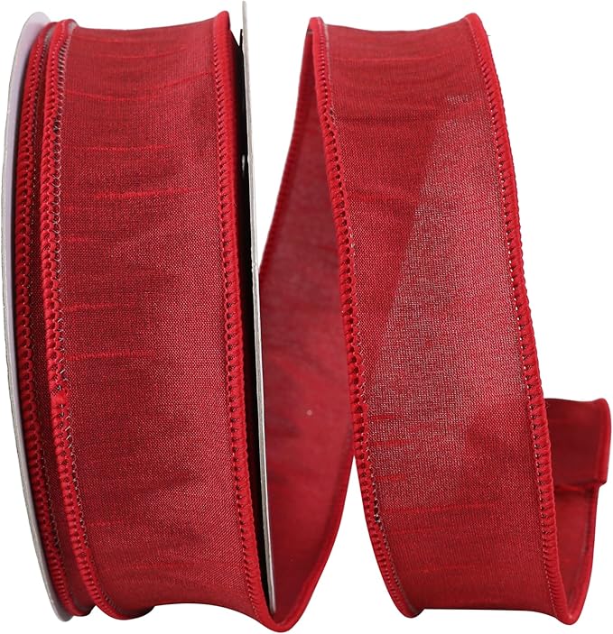 Reliant Ribbon 92975W-908-09H Dupioni Supreme Wired Edge Ribbon, 1-1/2 Inch X 20 Yards, Scarlet