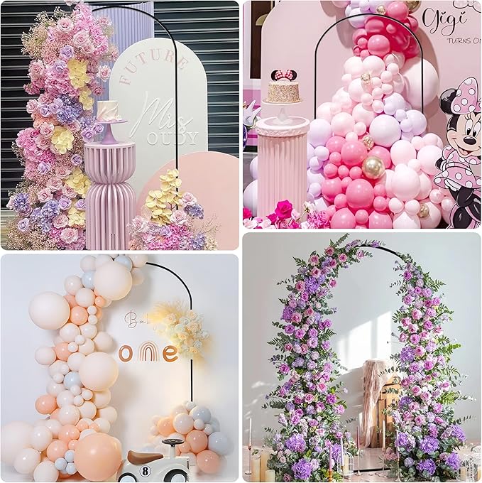 Wokceer Wedding Arch Backdrop Stand, 7.2 FT Square Black Metal Arch Backdrop for Wedding Ceremony Photo Booth, Outdoor Indoor Birthday Party, Garden Floral Balloon Arch Decoration