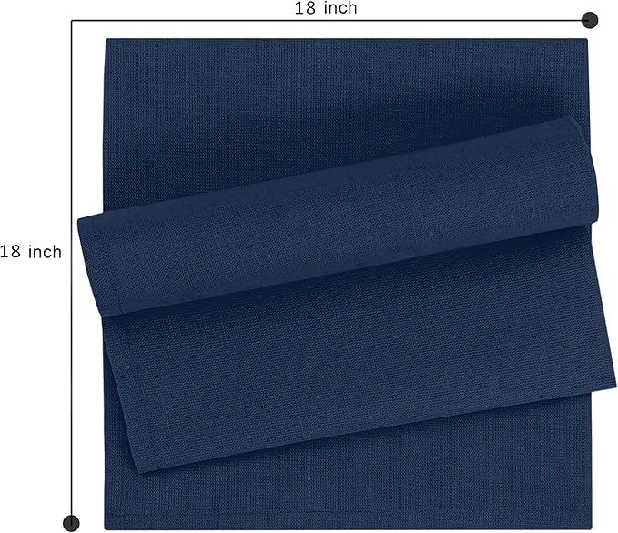 Ruvanti Linen Napkins Set of 12, 18x18 Cloth Napkins, Cotton Linen Blend Napkins Cloth Washable, Soft, Reusable Dinner Napkins for Wedding, Parties, Christmas, Thanksgiving, Everyday Use - Navy