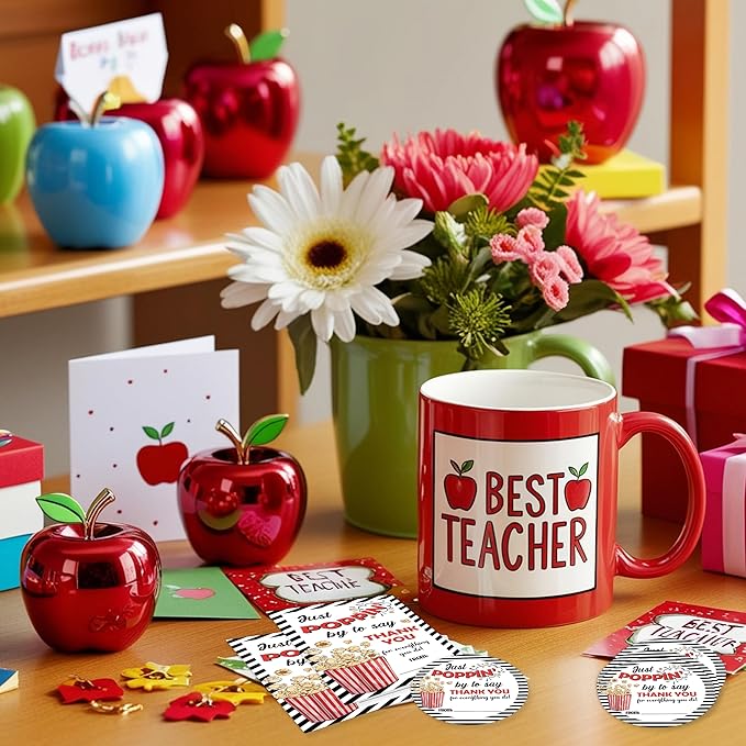 Teacher Appreciation Gift Tags, 40 Pcs Thank You Tags, Poppin Stickers for Presents Wrapping Envelope Seals Lables Boxes Cards Party Favor Decorations A02