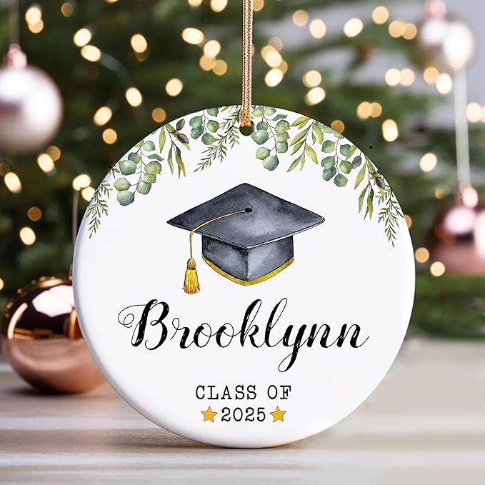 Personalized Graduation Christmas Ornaments 2025, Class of 2026 Ornament, Graduate Keepsake Gifts for Him Her, Custom Graduation Ornament with Name and Year, Senior Student Gifts, Grad Gift 2025