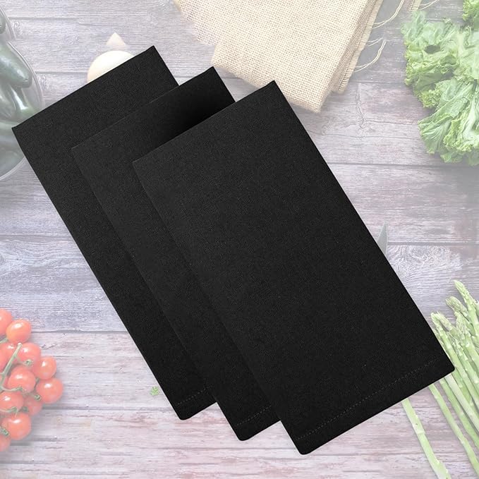 Cloth Dinner Napkins Onyx Set of 12 (18"X18") 100% Cotton Absorbent Durable Washable Reusable Ideal for Farmhouse Party Thanksgiving Fall Christmas Everyday Use Table Napkins