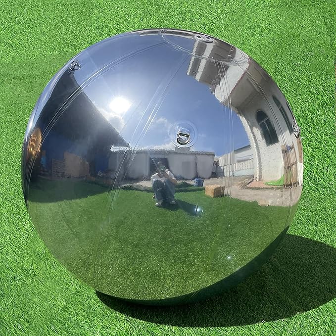 39.3in Inflatable Mirror Ball,Shiny Inflatable Ball Silver/Gold/Iridescent,PVC Hanging Large Disco Ball Decor for Party, Concerts, Stage, Wedding Decoration (1 Piece,Without Air Pump)