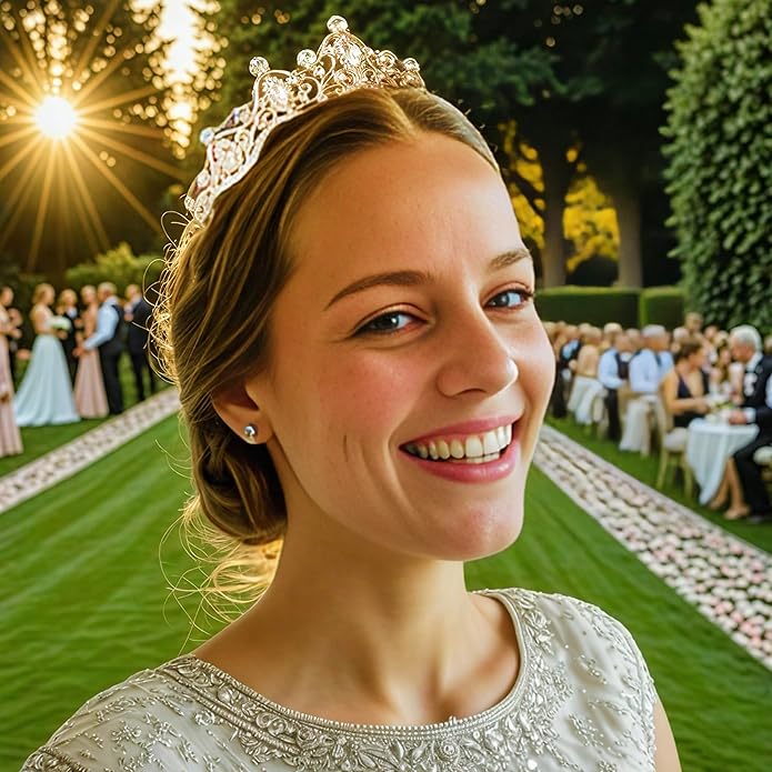 Crystal Crown for Women Girls Elegant Gold Princess Headband Sparkling Rhinestones Queen Tiara for Weddings Birthday Parties Proms Pageant Cosplay