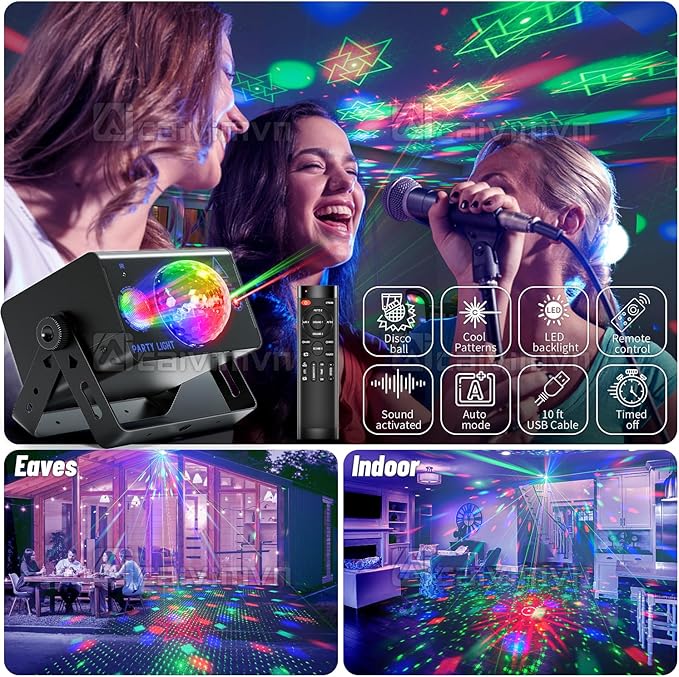 Party Lights Dj Disco Ball Light, LED Stage Strobe Lights Sound Activated with Remote Control for Xmas Club Bar Parties Holiday Christmas Birthday Wedding Home Decoration
