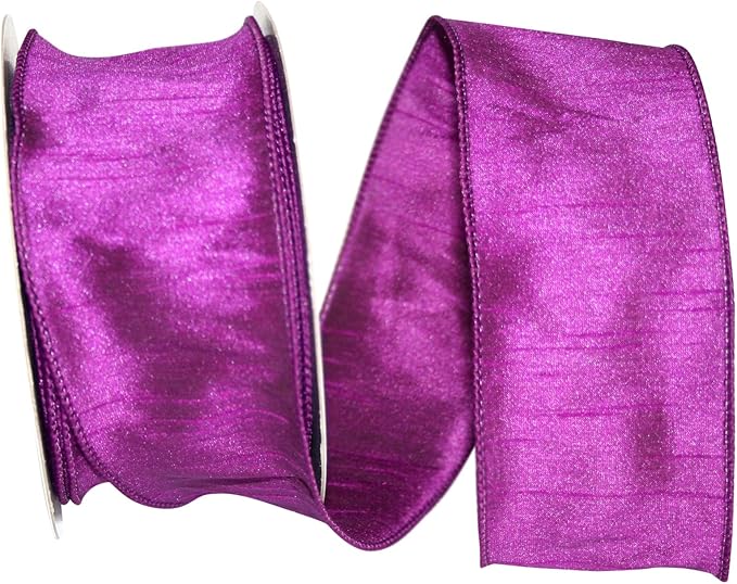 Reliant Ribbon 92975W-910-40H Dupioni Supreme Wired Edge Ribbon, 2-1/2 Inch X 20 Yards, Plum