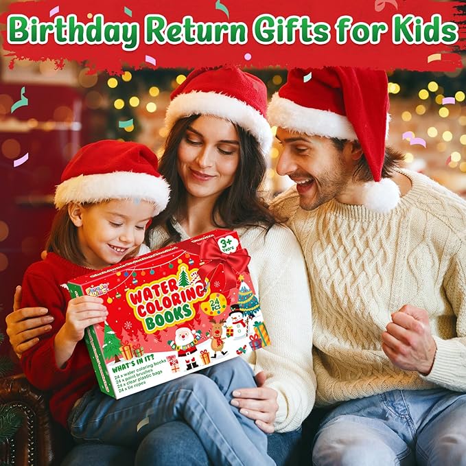 Coloring Books Party Favors for Kids - 24 Pack Christmas Mini Water Coloring Books for Kids Goodie Bags Stuffers Students Classroom Gifts Bulk, Return Gifts for Birthday Christmas Party Favors Bulk