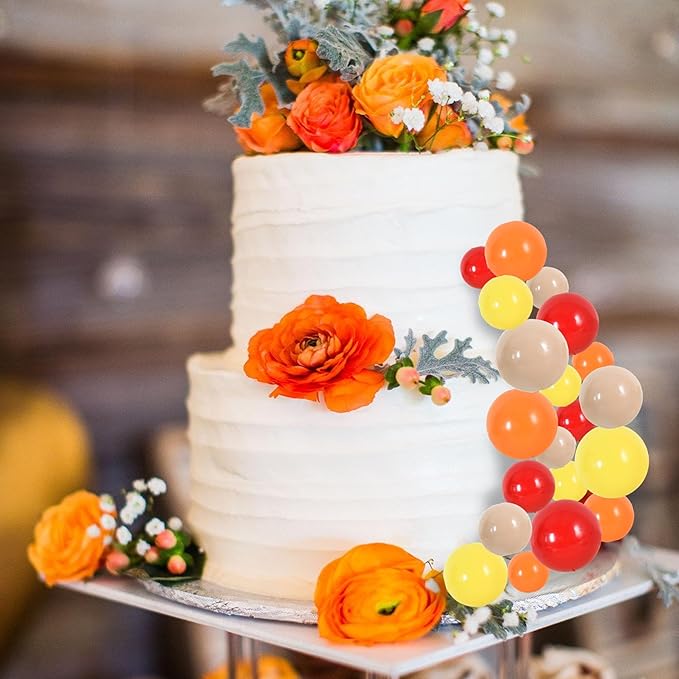 BEISHIDA 40 Pcs Ball Cake Toppers Mini Balls Cake Decorations Sticks Foam Balls DIY Cake Topper Insert Balls for Fall Autumn Harvest Thanksgiving Birthday Baby Shower Cake Decorations