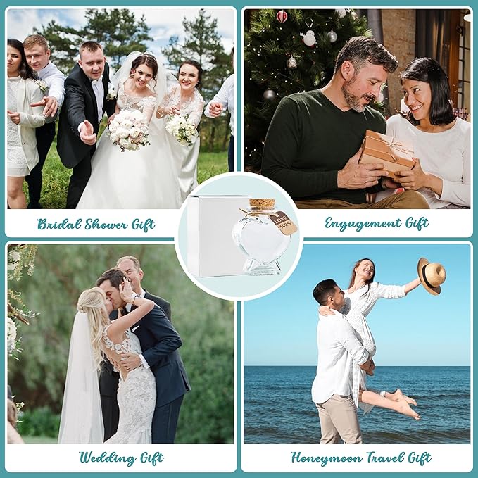 2 Pack Heart Shaped Honeymoon Sand Keepsake Jar, Bridal Shower Gifts, Honeymoon Essentials for Newlywed, Engagement, Wedding Gifts for Couples 2025