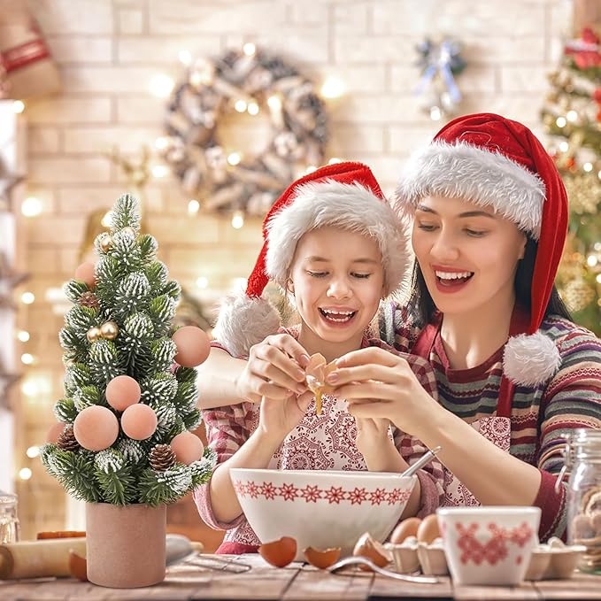 SY Super Bang Small Christmas Tree, 18Inch Light Coffee Artificial Velvet Ball Berry Mini Tabletop Tree Christmas Decorations, for Home Party Thankgivings Xmas Indoor Decor.