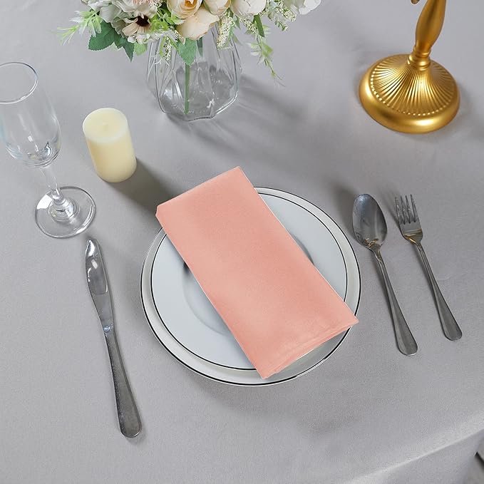 Cloth Napkins 20x20 inch Washable Polyester Dinner Napkins Soft Table Napkins for Wedding Party Dining Banquet(Dusty Pink,50PCS)