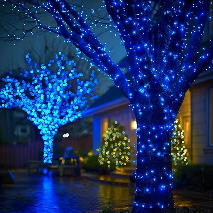 Joomer Mini Christmas String Lights - 19.5FT 100 LED Plug-in String Light, Connectable Waterproof Fairy Lights for Indoor Outdoor Decor, Patio, Home, Garden,Holiday,Christmas Decoration - Blue