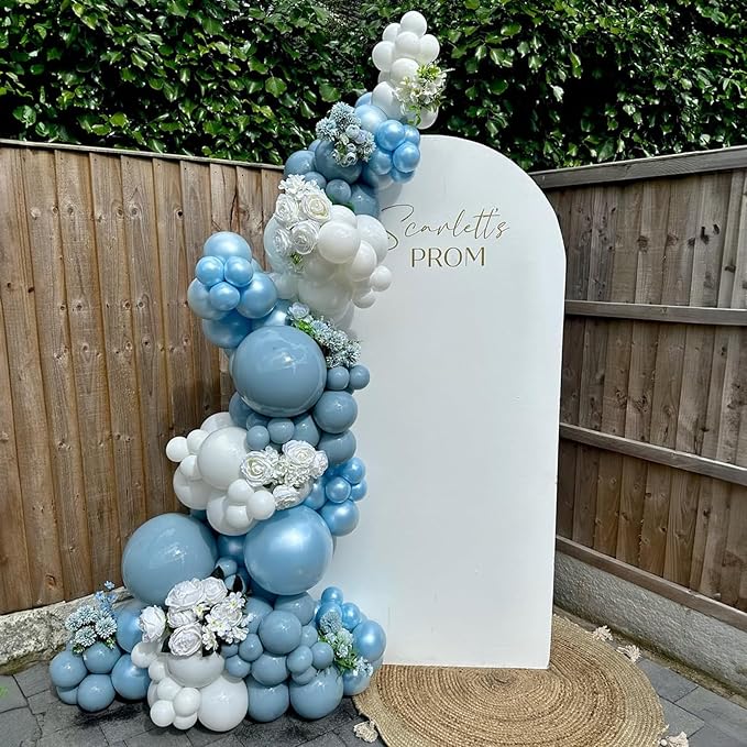 Blue Balloons, 113Pcs Different Sizes Pale Aqua Blue Balloon Arch Garland Kit 18/12/10/5 Inch, Matte Retro Powder Light blue Latex Helium Balloon for Birthday Boho Baby Boys Shower Party Decorations