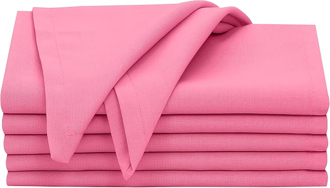 Ruvanti Cloth Napkins Set of 6, 18x18 Inches, 100% Cotton, Washable, Soft & Absorbent, Perfect for Wedding, Christmas, Thanksgiving Dinners - Pink