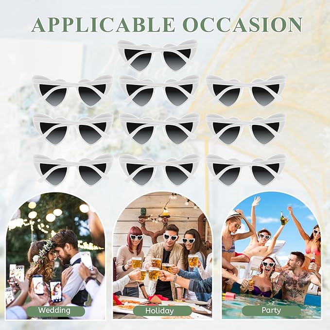 4/6/8/10/12 Pack Bachelorette Sunglasses Heart Sunglasses Vintage Heart Shaped Glasses for Women Bridal Party Wedding