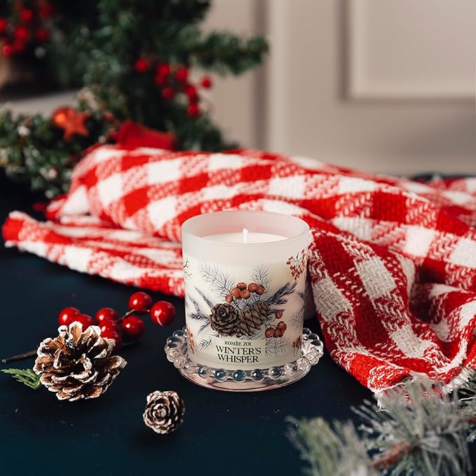 ROMIIE ZOI Christmas Scented Jar Candle - 6oz Soy Wax Candle - Winter's Whisper Infused with Wintery Christmas Trees Aroma - with Beautiful Keepsake Box Special for Holiday Gifts