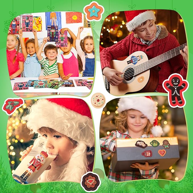 48 Sheets Christmas Nutcracker Fun Sticker Set Make a Face Toy for Kids Create Your Own Faces Nutcracker Ornament Xmas DIY Craft Self Adhesive Decal Gift Bag Stuffer Classroom Party Favor