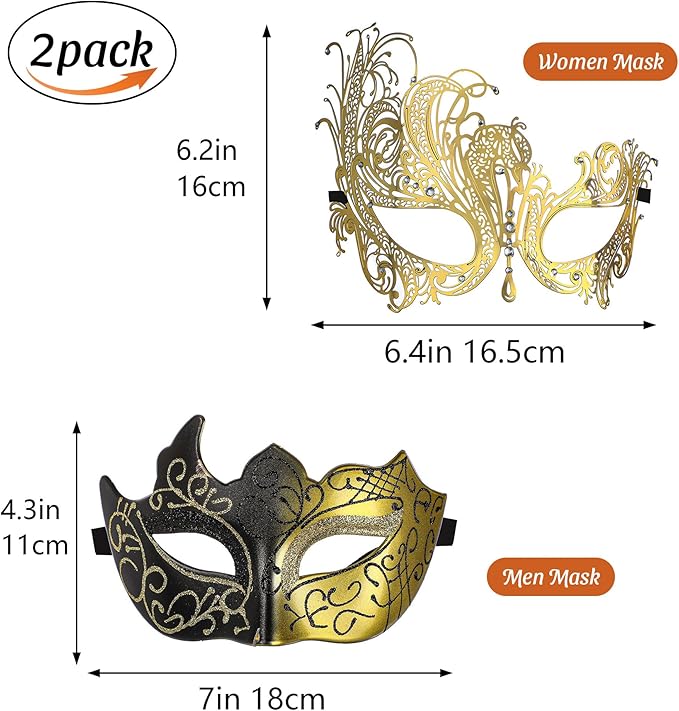 YU FENG Venetian Masquerade Mask for Women Couples Besties-Prom,Balls,Mardi Gras,Halloween and Parties Costume Mask