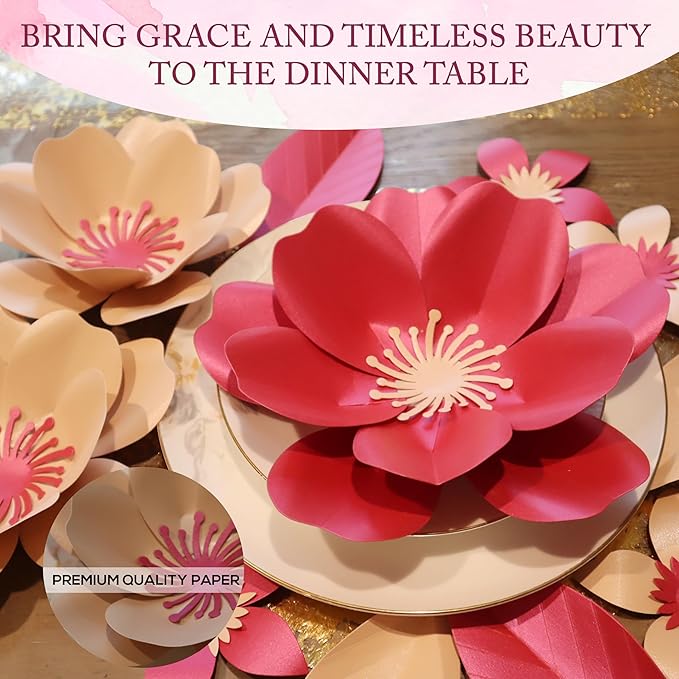 Giant Paper Flowers Kit - DIY Flower Craft Set for Backdrop, Party & Nursery Decor - Ready-to-Assemble Precut Flowers with Leaves & Instructions - Reusable Large Flower for Decoration & More