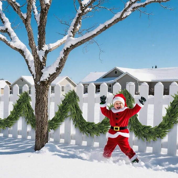 6FT Artificial Christmas Cedar Garland, Realistic Greenery Garlands Soft and Thick Cedar Pine Garland for Mantle Table Fireplace Door Stairs Holiday Christmas Decoration Outdoor Indoor(1pcs)