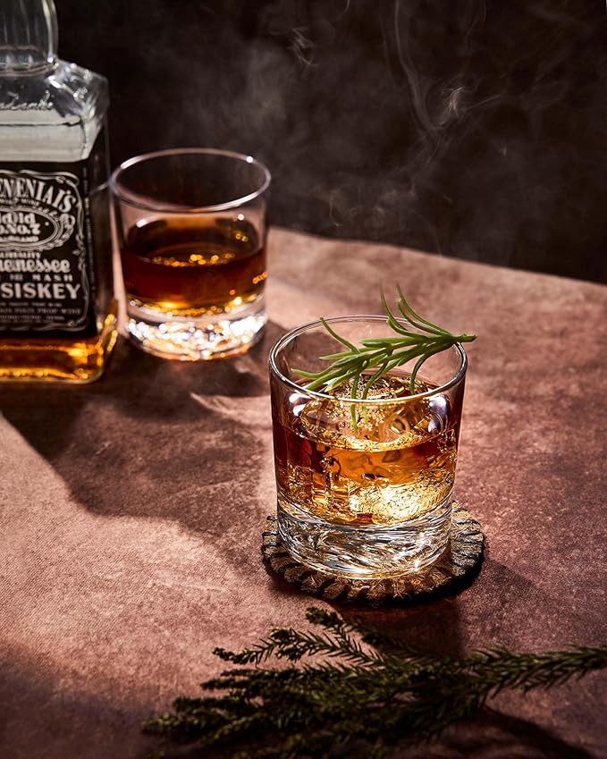 JBHO Premium Whiskey Glasses with Different Animals On Heavy Base, 10 Oz Double Old Fashioned Glasses Set of 4, Lowball Rocks Glasses with Deluxe Gift Box for Men, Serving Bourbon, Scotch