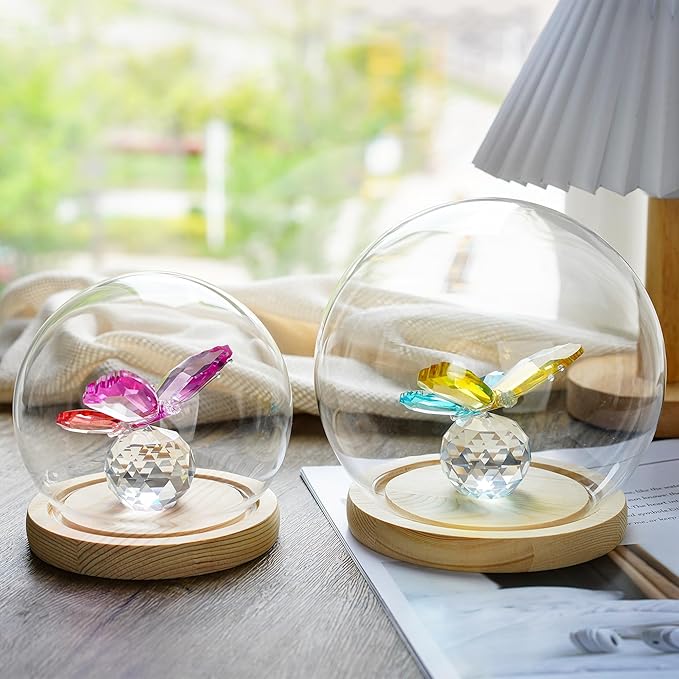 ZEERSHEE Round Glass Cloche Display Dome 6inch Decorative Glass Display Bell Jar for Plants Keepsakes Collectibles