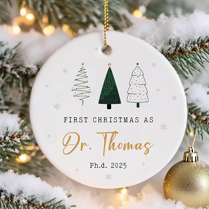 Personalized First Christmas As Doctor Christmas Ornaments 2025, Phd Graduation Gifts for Men Women, Custom Doctorate Grad Gifts, Phd Doctoral Graduation Ornament, Class of 2025, Dr Gift
