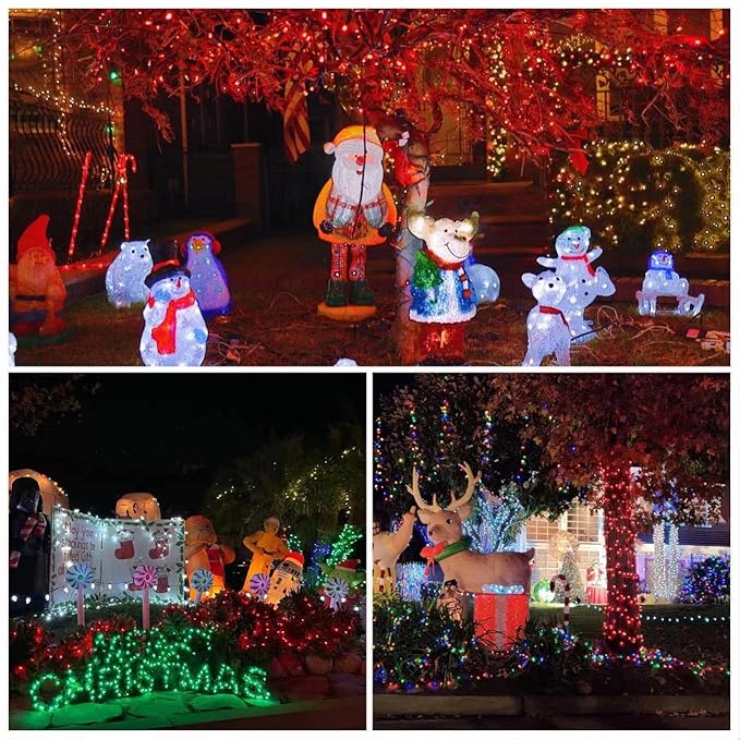 YEGUO 66ft 200 LED Red Halloween Lights Outdoor Waterproof, Green Wire Christmas String Lights Indoor, 8 Modes Twinkle Tree Light Plug in with Timer Memory