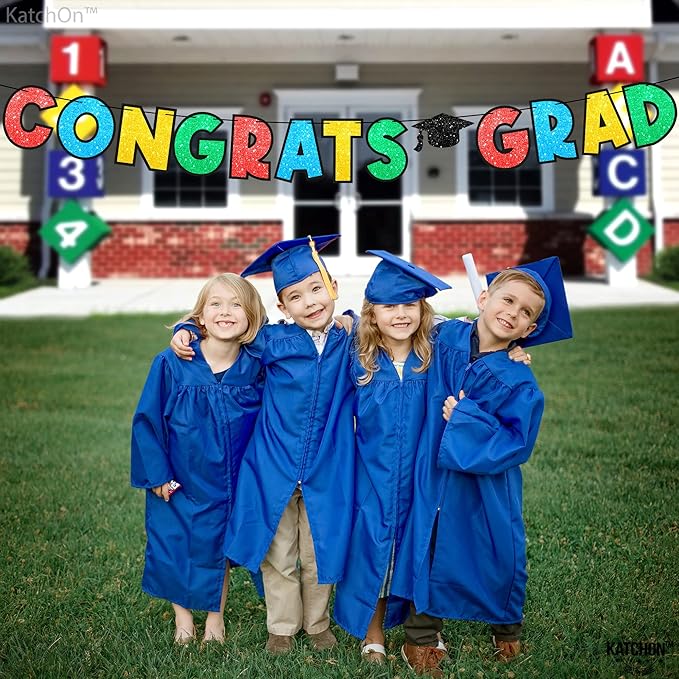 KatchOn, Glitter Kindergarten Graduation Banner - 10 Feet, No DIY | Congrats Grad Banner | Colorful Congrats Grad Sign for Kindergarten Graduations Decorations | Preschool Graduation Decorations 2025