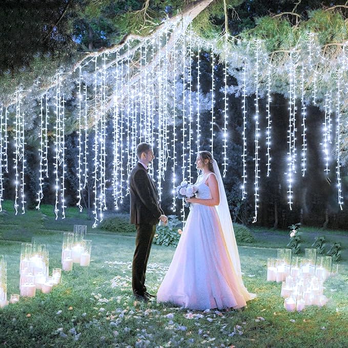 100ft White Christmas Lights Outdoor 300 LED String Lights Indoor Clear Wire Waterproof, 8 Modes Connectable Twinkle Fairy String Lights Plug in for Outside Room Bedroom Party Wedding Decorations