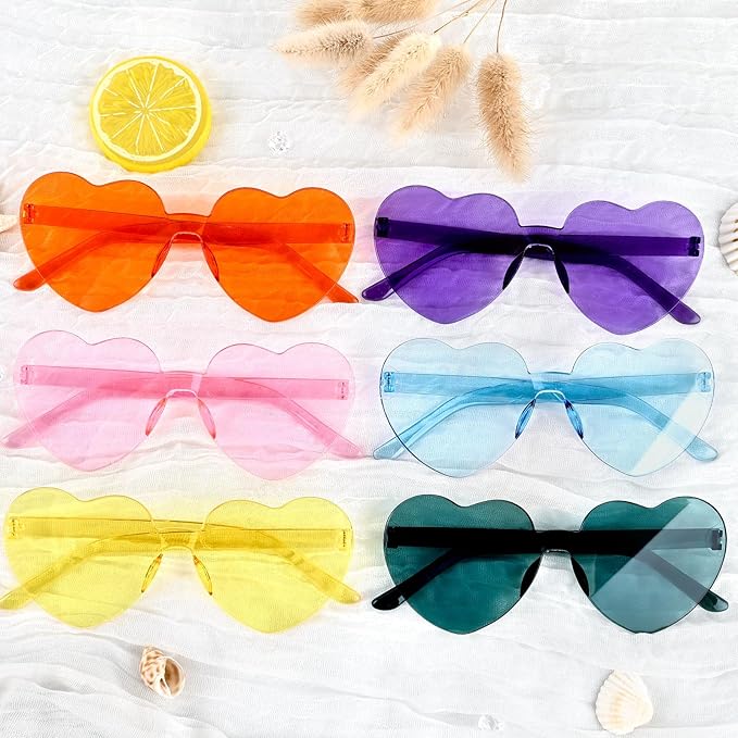 12 Pack Heart Sunglasses for Women Transparent Heart Glasses for Bachelorette Birthday Party Favor Gifts