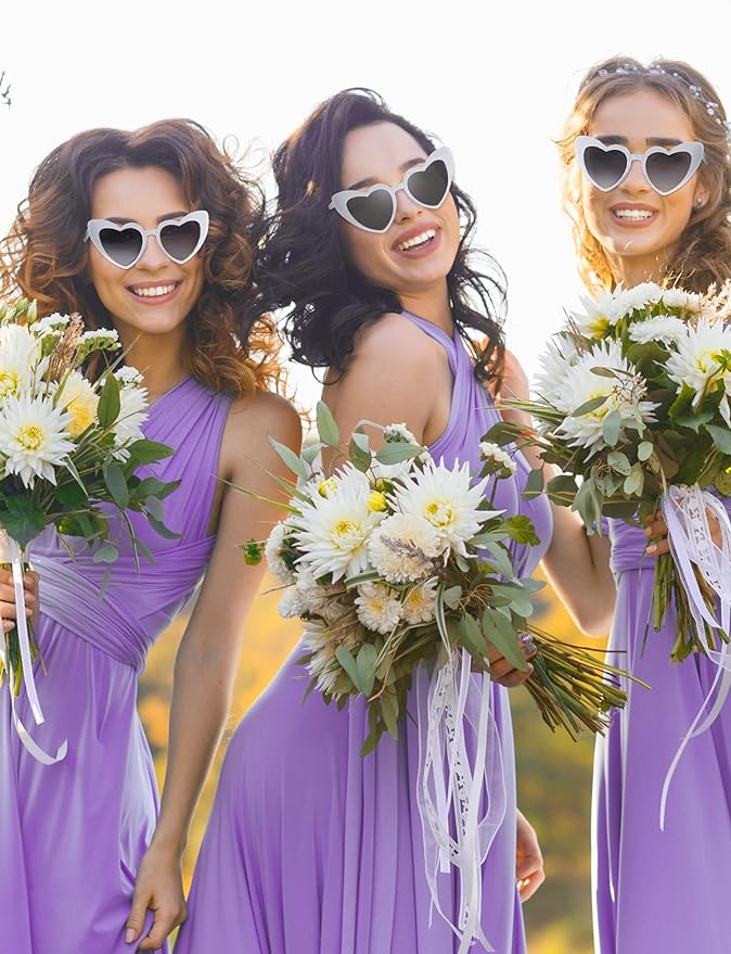 Flutesan 15 Pairs Heart Shaped Sunglasses Vintage Cat Eye Sunglasses for Bachelorette Party Supplies