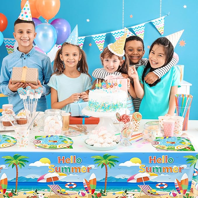 41Pcs Pool Party Decorations,Summer Beach Tableware Include Hello Summer Paper Plates,Napkins,Tablecloths,for Kids Swimming Pool Birthday Party,Hawaii Holiday Beach Party Decorations Supplies,Serv 20
