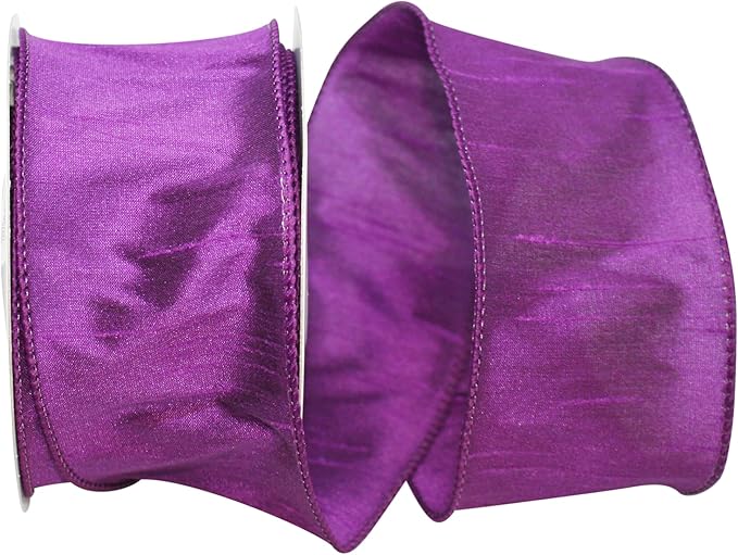 Reliant Ribbon 92975W-910-40F Dupioni Supreme Wired Edge Ribbon, 2-1/2 Inch X 10 Yards, Plum