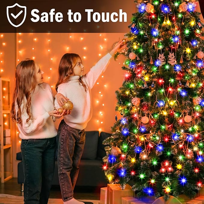 SAUIRS 197FT 500 LED Christmas Lights Outdoor String Lights with 8 Modes Timer Waterproof Fairy Light Plug in for Outside Indoor Party Xmas Palm Tree Yard Wedding Decorations(Multicolor)