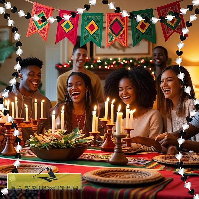 Men Black Birthday Party Decorations: Silver White Glitter Hearts Banner Garland Streamers Backdrop for Bachelorette Bachelor Events Engagement Wedding Celebration Halloween Décor - 52 Ft