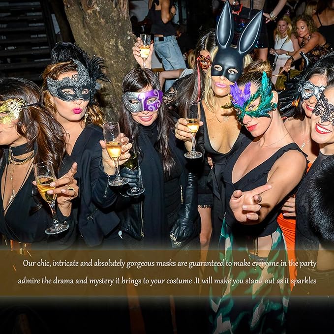 MYMENU Masquerade Mask for Women Couple Mardi Gras Mask for Men Venetian Halloween Mask for Party Prom Ball