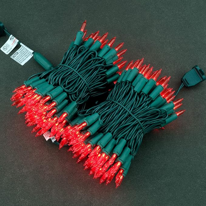 YULETIME Red LED Christmas Lights 200 Count 50 ft, Pack of 2 Strands 25 ft 100 Lights UL Certified String Light Set (Red)