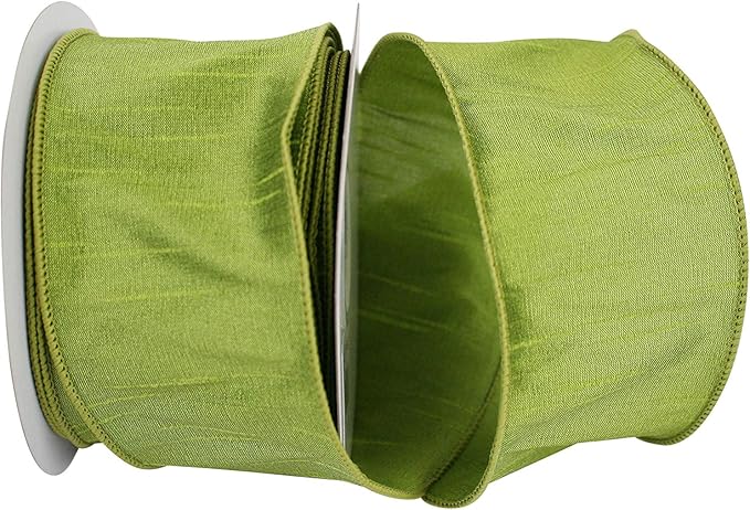 Reliant Ribbon 92975W-535-40F Dupioni Supreme Wired Edge Ribbon, 2-1/2 Inch X 10 Yards, Green Grass