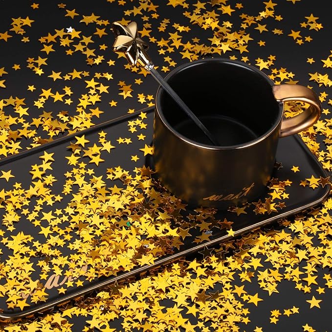 Hestya 60g Star Confetti Glitter Table Confetti Metallic Foil Stars for Christmas Party Wedding Festival Decorations(Gold,10mm and 6mm)