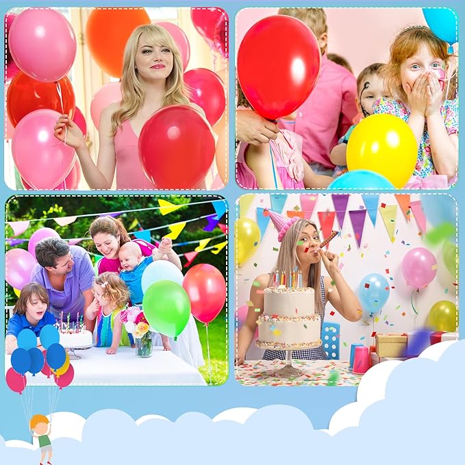 120 Pack Balloons Assorted Color 12 Inches Rainbow Latex Balloons, 10 Bright Color Balloon Arch Kit, for Birthday Baby Shower Wedding Party Decorations