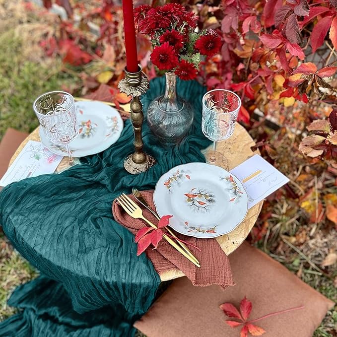 12 Pack Teal Cheesecloth Table Runner 10FT Boho Cheese Cloths Gauze Fabric Table Runners 120 Inch Rustic Sheer for Wedding Birthday Party Baby Shower Centerpiece Home Decorations