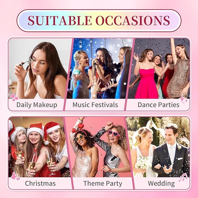 10PCS Glitter Freckles Face Tattoos, 2 in 1 Pink Blush Holographic Face Temporary Tattoos, Long Lasting Waterproof Glitter Makeup Patches for Women