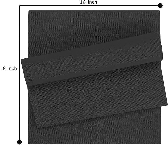 Ruvanti Linen Napkins Set of 12, 18x18 Cloth Napkins, Cotton Linen Blend Napkins Cloth Washable, Soft, Reusable Dinner Napkins for Wedding, Parties, Christmas, Thanksgiving, Everyday Use - Black