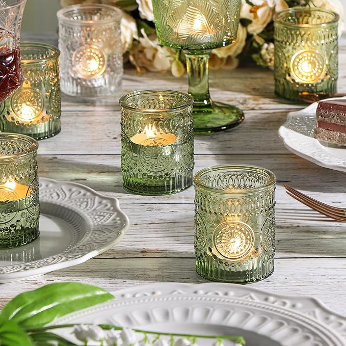 30pcs Assorted Green Votive Candle Holders Bulk, Fall Baby Wedding Shower Decorations,Tealight Candle Holder for Table Centerpieces Decorations, Boho Tea Party Decor, Bridal Shower Gifts for Guests