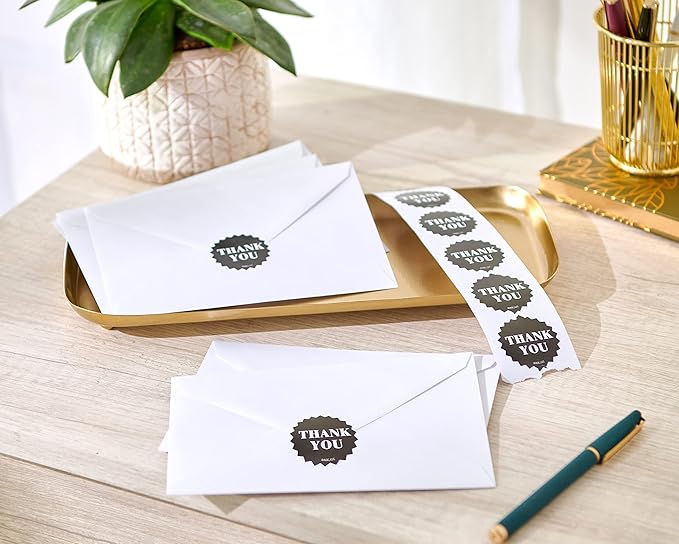 American Greetings Thank You Stickers or Seals, Black & White Design (500-Count)