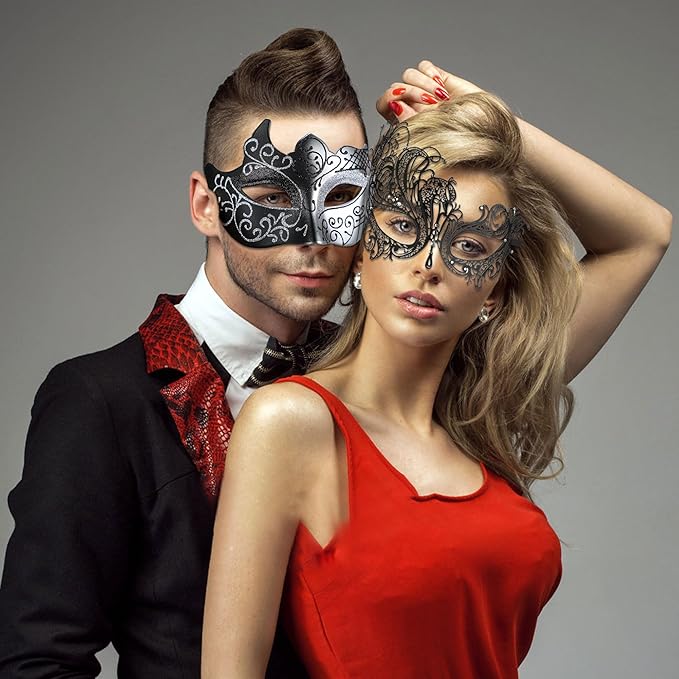 YU FENG Venetian Masquerade Mask for Women Couples Besties-Prom,Balls,Mardi Gras,Halloween and Parties Costume Mask