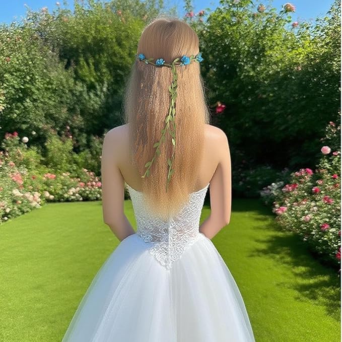 30 Pcs Assorted Colored Rose Flower Crown Headband,Bohemian Garland Headband Green Leaves Garland Multicolor Headbands for Headpiece Fairy Party Travel and Wedding Festivals