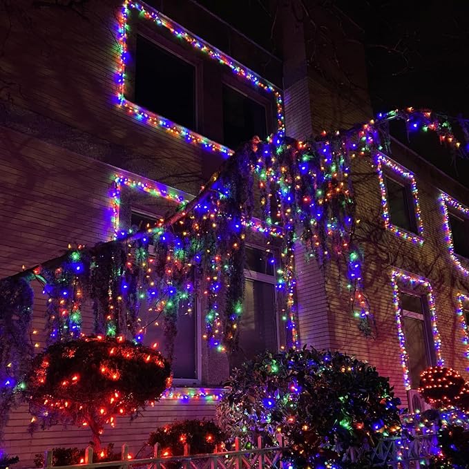 YEGUO 165ft 500 LED Christmas Lights Outdoor Waterproof, Clear Wire String Lights Indoor Plug in, 8 Modes Twinkle Tree Light Multicolor