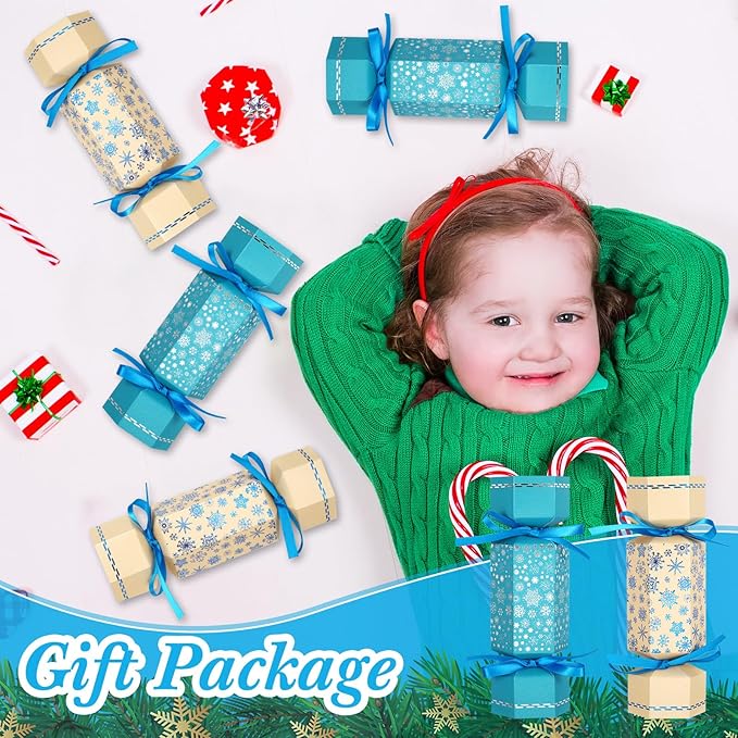 Xinnun 50 Packs Christmas Cracker Kit No Snap Xmas Party Table Favors Snowflake Reindeer DIY Christmas Party Cracker Candy Boxes for Holiday Dinner Decoration Gift (Winter Style)